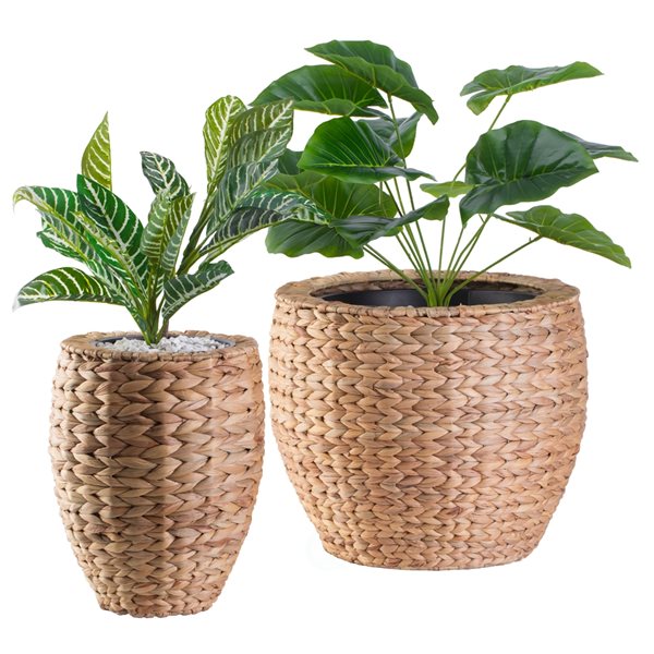 Vintiquewise 2-pack 15.75-in x 14-in Brown Wicker Planter QI003547