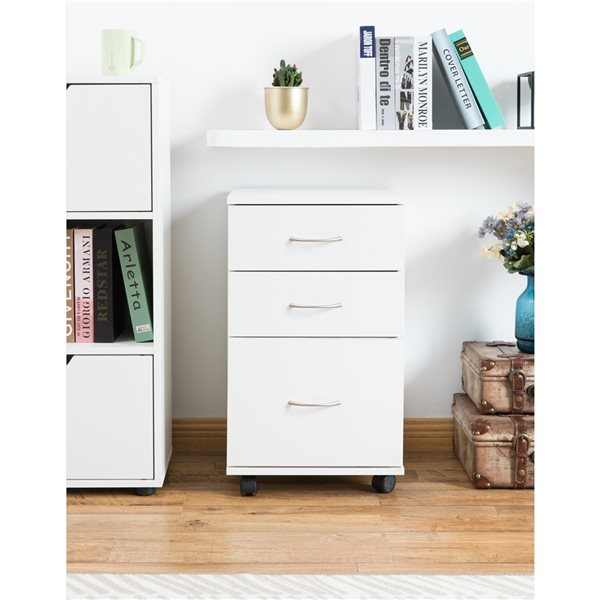 Basicwise White 3-drawer File Cabinet