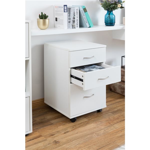 Basicwise White 3-drawer File Cabinet