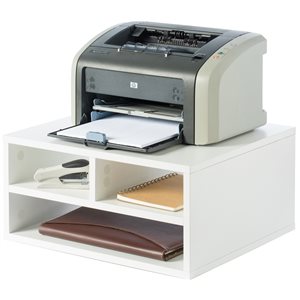 Basicwise Printer Stand with Wooden Shelves - White