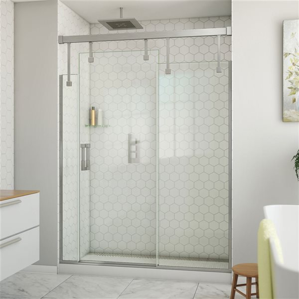 DreamLine Avenue 5660in x 79in Sliding Shower Door in Brushed Nickel