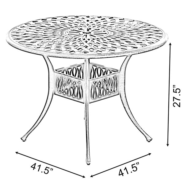 Table bistro pour l'extérieur Gardenised ronde de 41,5 po l. x 41,5 po L. avec trou pour parasol