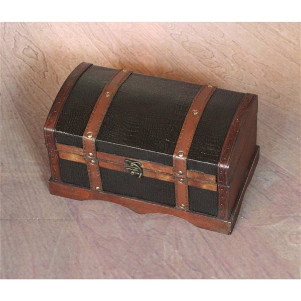 Vintiquewise 12-in x 6.5-in Brown Storage Chest