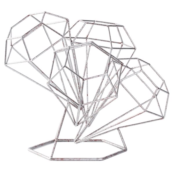 Vintiquewise 4-Bottle Metal Diamond Shaped Decorative Wine Bottle Holder