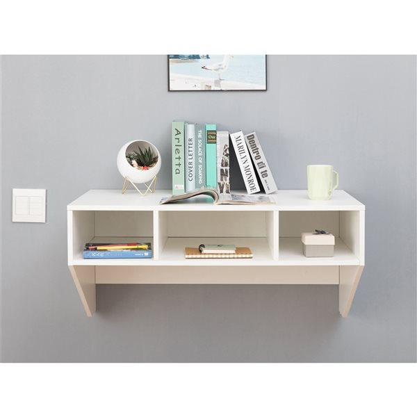 Basicwise 35.5-in White Modern/contemporary Wall Mounted Floating Desk