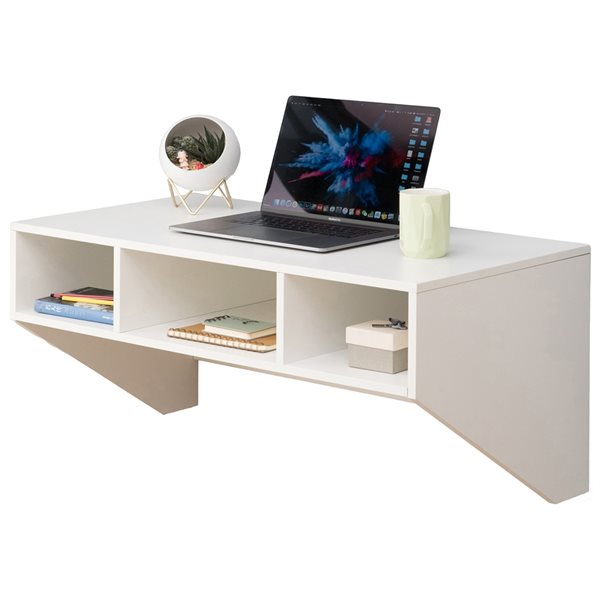 Basicwise 35.5-in White Modern/contemporary Wall Mounted Floating Desk