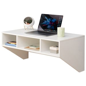 Basicwise 35.5-in White Modern/contemporary Wall Mounted Floating Desk