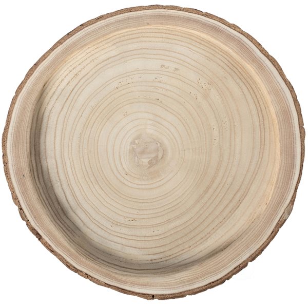Vintiquewise 14-in x 14-in Brown Round Wooden Log Serving Tray