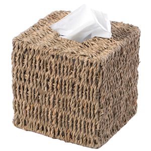 Vintiquewise Brown Seagrass Wicker Tissue Box Cover