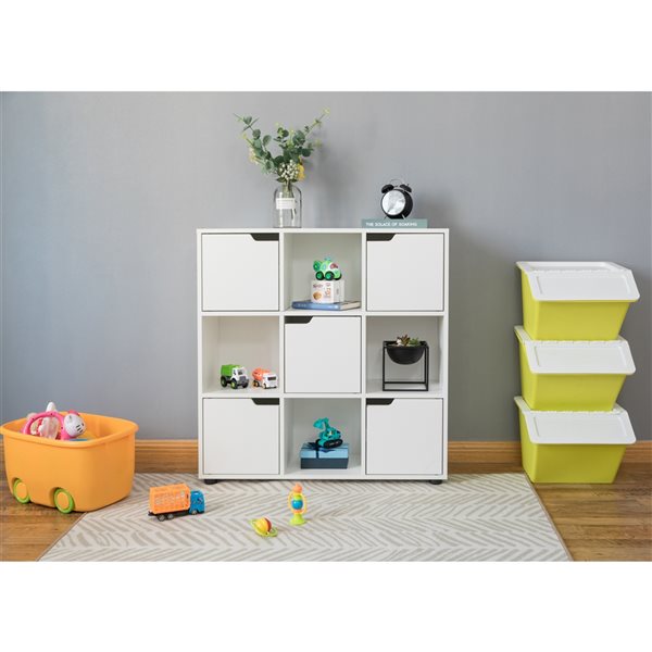 Basicwise 9-Compartment White Wood Organizer