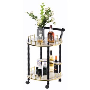 Fabulaxe 19-in x 19-in x 30-in Black/White Wood Base Service Cart