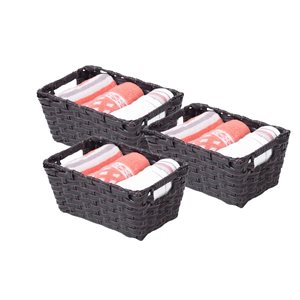 Vintiquewise 11.75-in W x 5.75-in H x 8-in D Black Plastic Baskets - 3-Pack