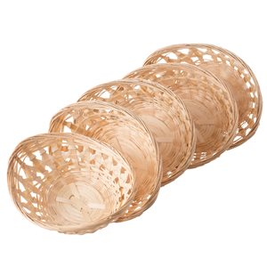 Vintiquewise Oval Natural Bamboo Basket - Set of 5