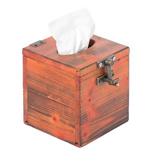 Vintiquewise Brown Wood Tissue Box Cover