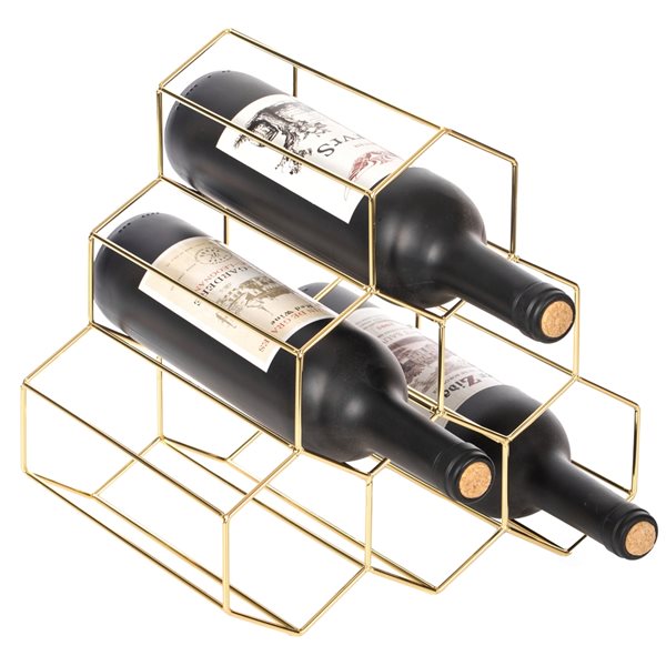 Porte-bouteilles de vin en métal or par Fabulaxe pour 6 bouteilles QI004067