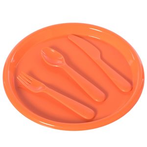 Ensemble de vaisselle pour enfants Basicwise en plastique orange, 4 pièces