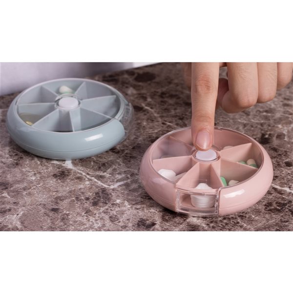 Basicwise Pink and Blue Plastic Pill Organizer - 2-Piece