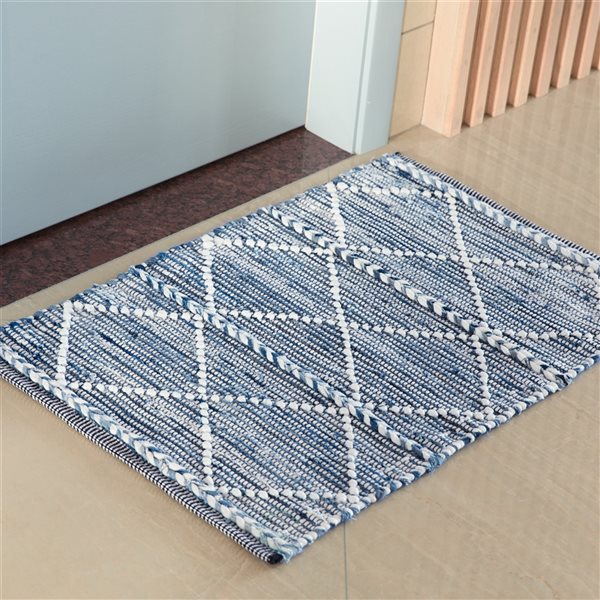 Deerlux 3-ft x 5-ft Blue Rectangular Indoor Geometric Rug