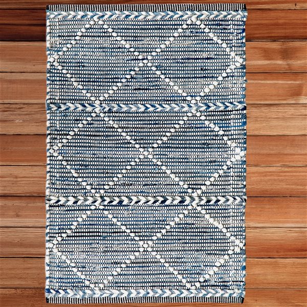 Deerlux 3-ft x 5-ft Blue Rectangular Indoor Geometric Rug