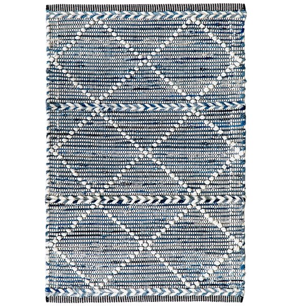 Deerlux 3-ft x 5-ft Blue Rectangular Indoor Geometric Rug