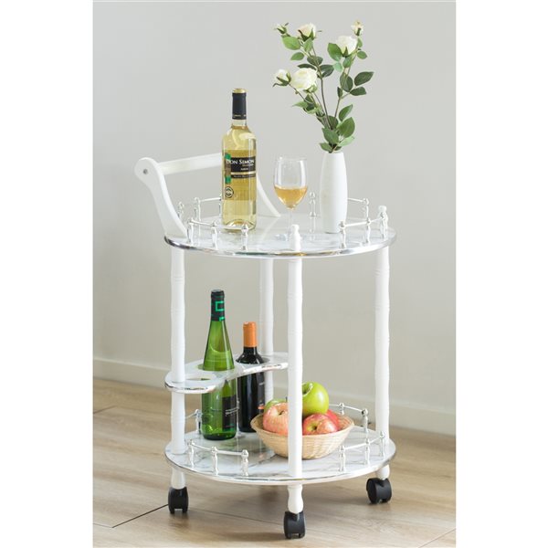 Fabulaxe 19-in x 19-in x 30-in White/Grey Wood Base Service Cart