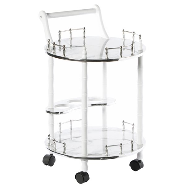 Fabulaxe 19-in x 19-in x 30-in White/Grey Wood Base Service Cart