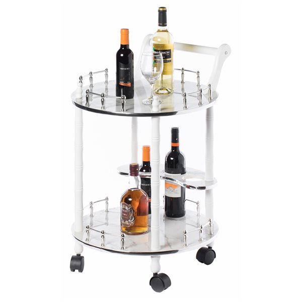 Fabulaxe 19-in x 19-in x 30-in White/Grey Wood Base Service Cart