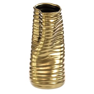 Fabulaxe 9-in x 4-in Gold Ceramic Irregular Vase