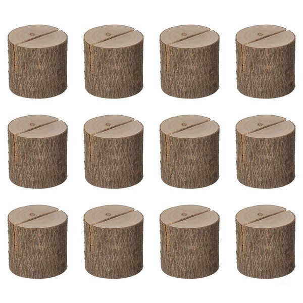 Vintiquewise 3-in x 3.25-in Brown Paulownia Vase Place Card Holders - Set of 12