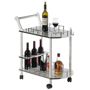Fabulaxe 15.75-in x 23.5-in x 30-in White/Grey Wood Base Service Cart