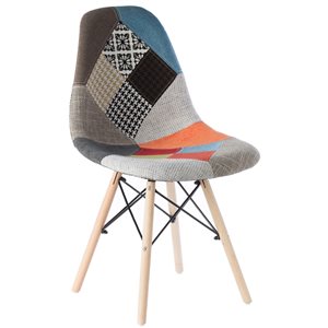 Fabulaxe Multicolour Contemporary Polyester Side Chair with Wood Frame