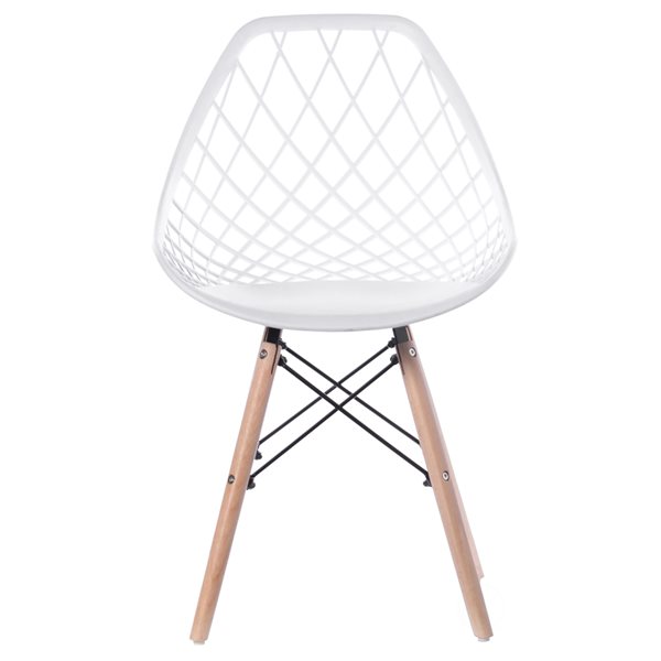 Fabulaxe White Contemporary Side Chair with Wood Frame