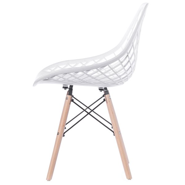 Fabulaxe White Contemporary Side Chair with Wood Frame
