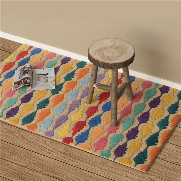 Deerlux 3-ft x 5-ft Multicoloured Rectangular Indoor Geometric Mid-Century Modern Rug