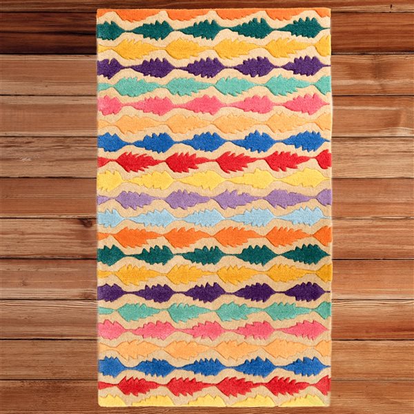 Deerlux 3-ft x 5-ft Multicoloured Rectangular Indoor Geometric Mid-Century Modern Rug
