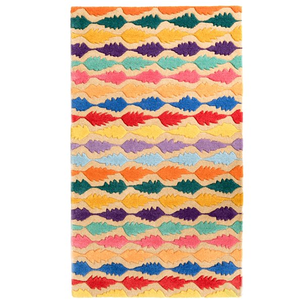 Deerlux 3-ft x 5-ft Multicoloured Rectangular Indoor Geometric Mid-Century Modern Rug