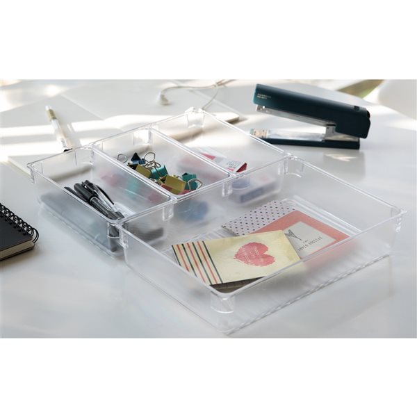 Basicwise Clear Plastic Multi-Use Insert Drawer Organizers - Set of 4  QI003394.4