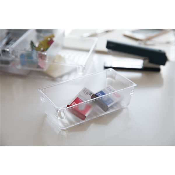 Basicwise Clear Plastic Multi-Use Insert Drawer Organizers - Set