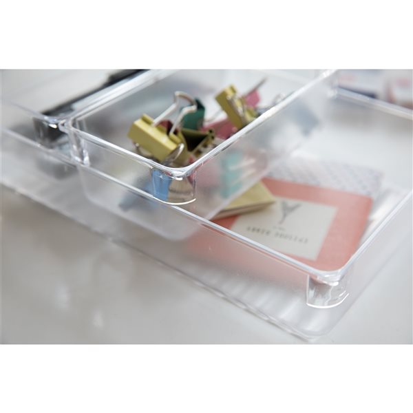 Basicwise Clear Plastic Multi-Use Insert Drawer Organizers - Set of 4 QI003394.4