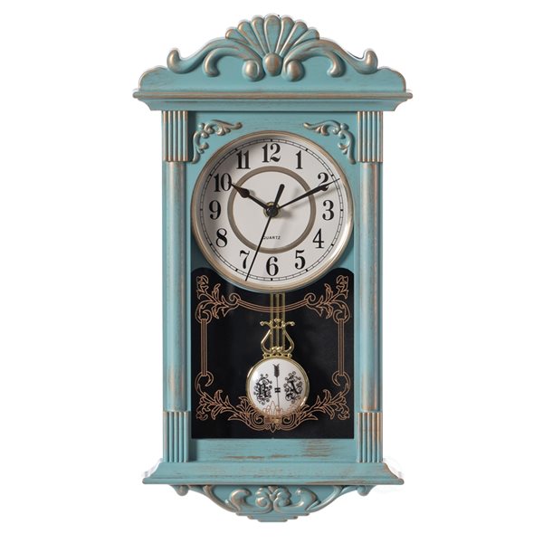 Quickway Imports Blue Analog Rectangle Wall Standard Clock