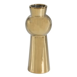 Fabulaxe 10.5-in x 4.5-in Gold Ceramic Irregular Vase