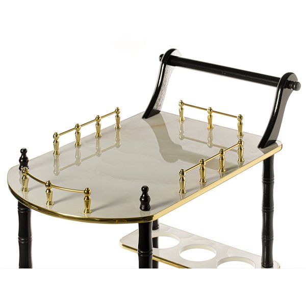Fabulaxe 15.75-in x 23.5-in x 30-in Black/White Wood Base Service Cart