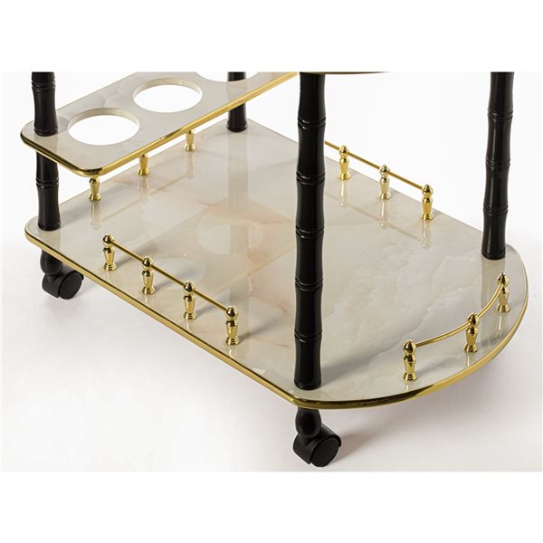 Fabulaxe 15.75-in x 23.5-in x 30-in Black/White Wood Base Service Cart