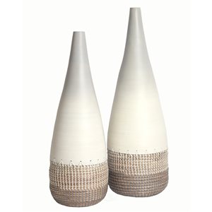 Uniquewise 31.25-in x 10.5-in White Bamboo Vases - Set of 2