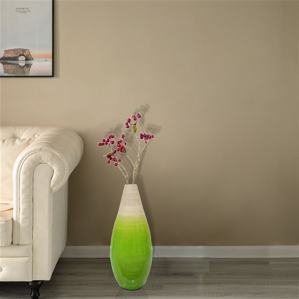 Uniquewise 23-in x 9.5-in Green Bamboo Vase