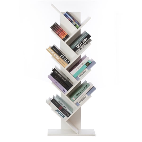 Basicwise White Wood 9-Shelf Bookcase