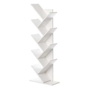 Basicwise White Wood 9-Shelf Bookcase