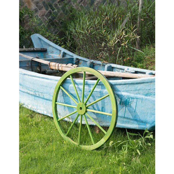 Gardenised 31-in x 1.4-in Green Wood Wagon Wheel