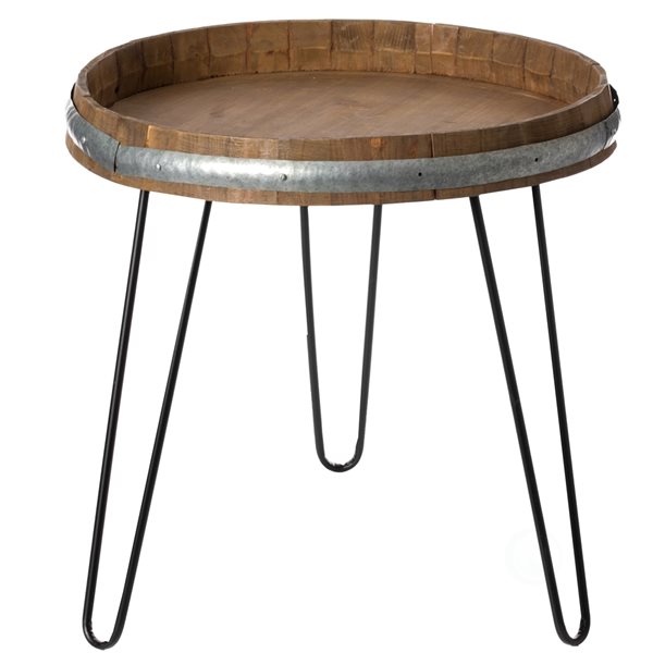 Vintiquewise Brown Wood Round End Table