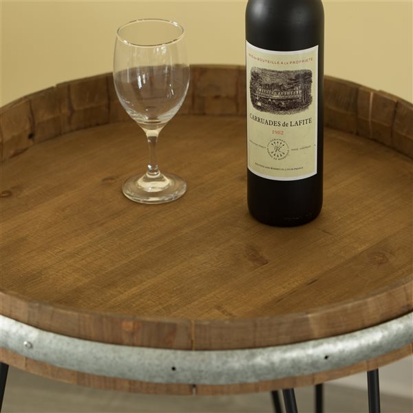 Vintiquewise Brown Wood Round End Table